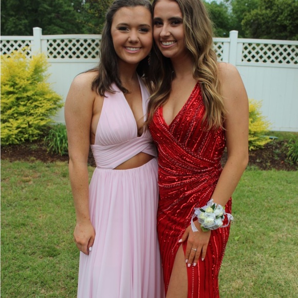 Fame and partners halter cutout front slit pink prom dress!!! - Picture 7 of 7